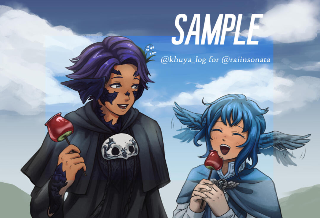 2 Character Rendered Bust with Simple Background: $90