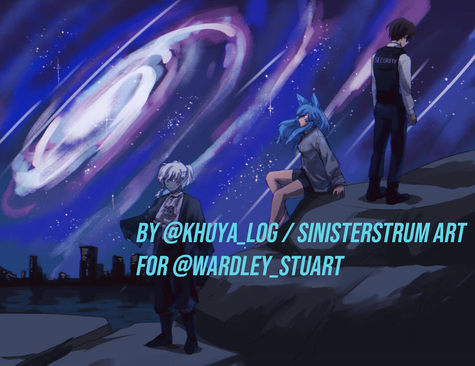 3 Character Colored Sketch + BG: